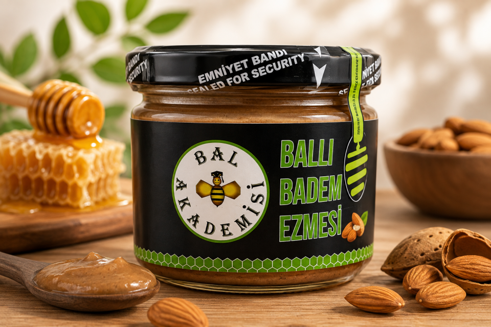 Ham Ballı Badem Ezmesi 300 Gram %100 Doğal (katkısız - Şekersiz - Glutensiz)