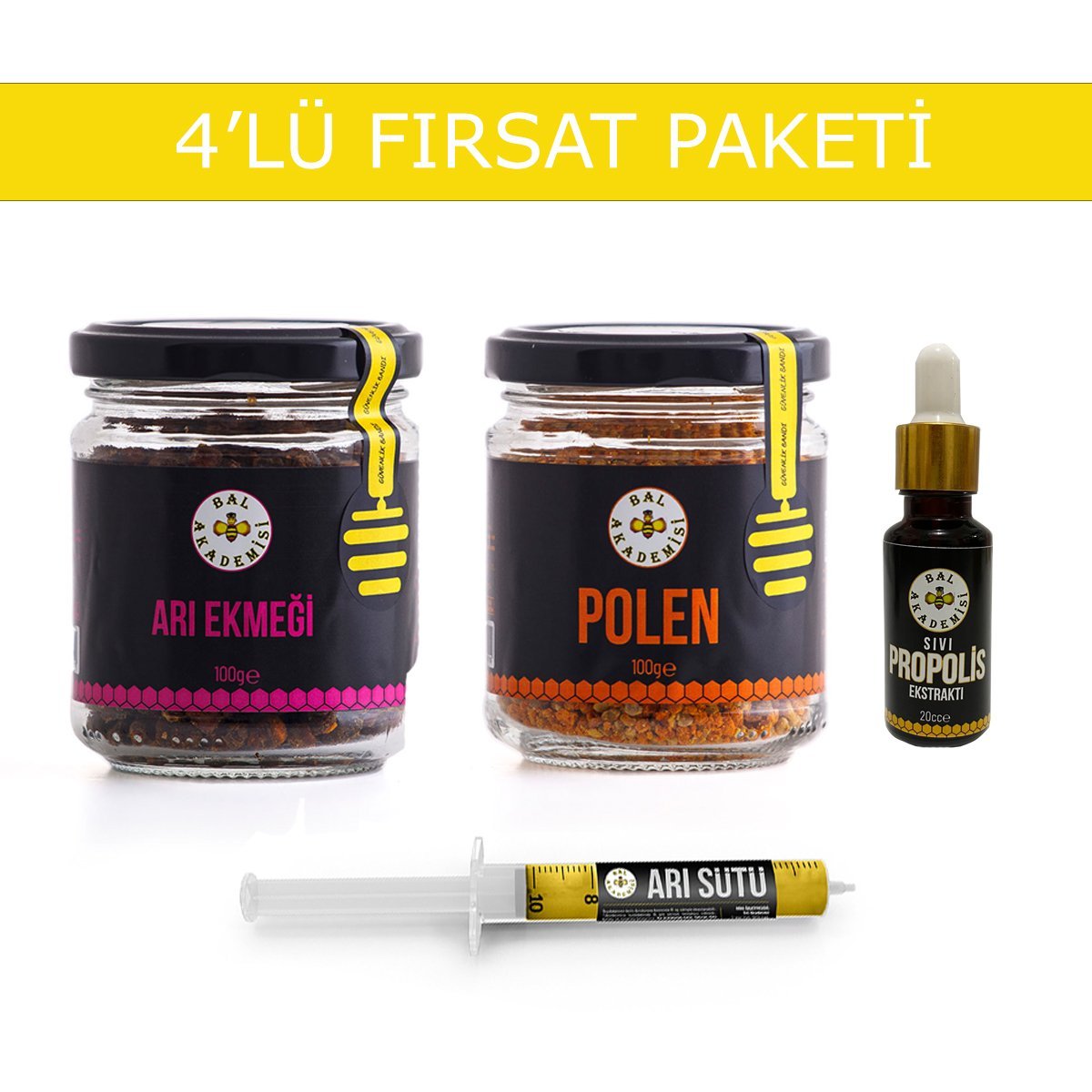 4'LÜ FULL PAKET (ARI EKMEĞİ - POLEN - PROPOLİS - ARI SÜTÜ)